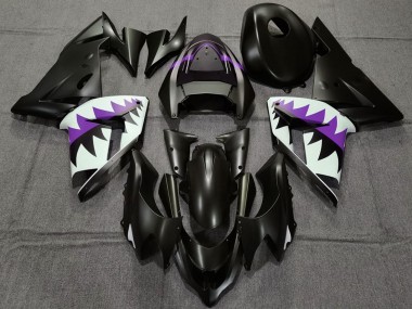 Discount 2004-2005 Matte Black and Purple Shark Kawasaki ZX10R Motorcycle Fairings Canada