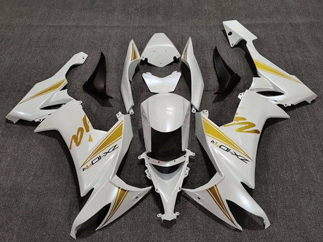 Discount 2008-2010 Pearl White Gold Kawasaki ZX10R Motorcycle Fairings Canada