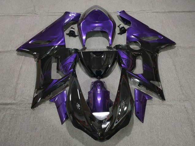 Discount 2005-2006 Purple Glossy Black Kawasaki ZX6R Motorcycle Fairings Canada