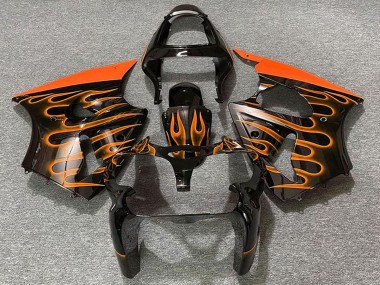 Discount 2000-2002 Glossy Black Orange Flame Kawasaki ZX6R Motorcycle Fairings Canada