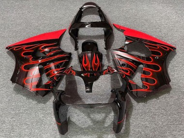 Discount 2000-2002 Glossy Black Red Flame Kawasaki ZX6R Motorcycle Fairings Canada