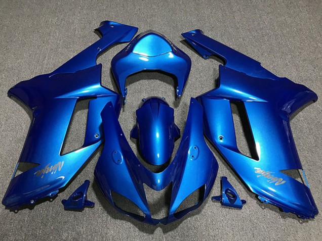 Discount 2007-2008 Glossy Blue Chrome Logo Kawasaki ZX6R Motorcycle Fairings Canada