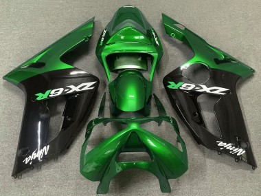 Discount 2003-2004 Green Glossy Black Kawasaki ZX6R Motorcycle Fairings Canada