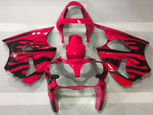Discount 2000-2002 Red Black Flame Kawasaki ZX6R Motorcycle Fairings Canada