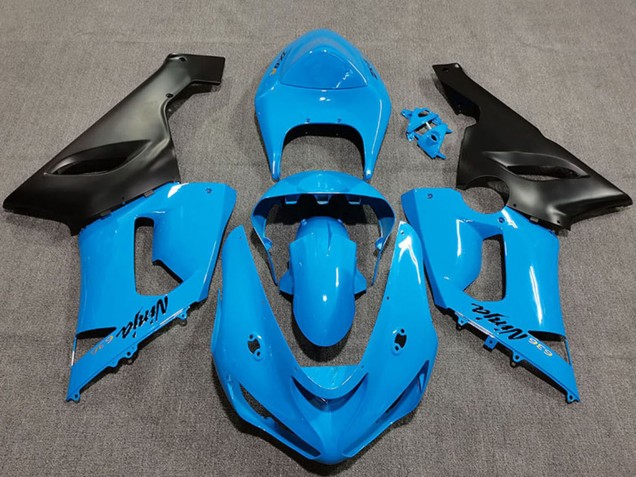 Discount 2005-2006 Vibrant Blue Matte Black Kawasaki ZX6R Motorcycle Fairings Canada