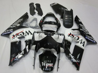 Discount 2003-2004 Glossy Black White West Kawasaki ZX6R Motorcycle Fairings Canada