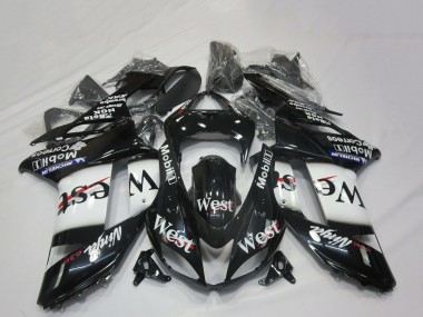 Discount 2007-2008 Glossy Black White West Kawasaki ZX6R Motorcycle Fairings Canada