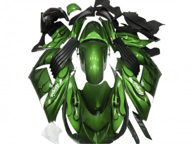 Discount 2006-2011 Green Black Flame Kawasaki ZX14R Motorcycle Fairings Canada