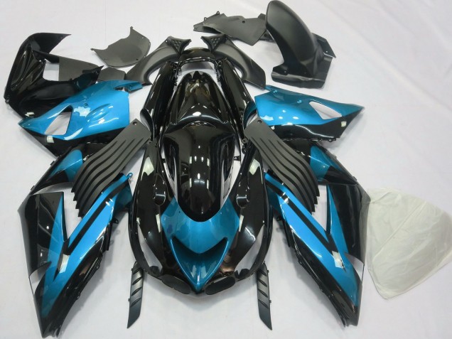 Discount 2006-2011 Light Blue Glossy Black Kawasaki ZX14R Motorcycle Fairings Canada