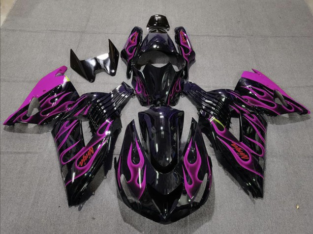 Discount 2006-2011 Glossy Black Purple Flame Kawasaki ZX14R Motorcycle Fairing Canada