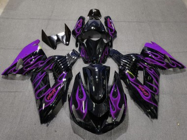 Discount 2006-2011 Glossy Black Purple Flame Kawasaki ZX14R Motorcycle Fairings Canada