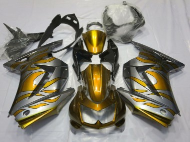 Discount 2008-2012 Silver Gold Flame Kawasaki Ninja 250 Motorcycle Fairings Canada