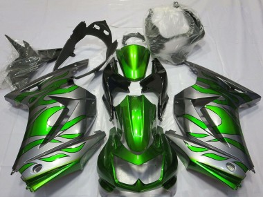 Discount 2008-2012 Silver Green Flame Kawasaki Ninja 250 Motorcycle Fairings Canada