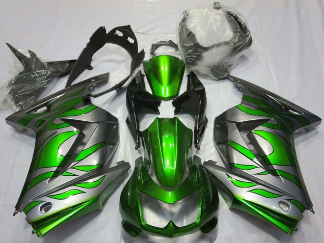 Discount 2008-2012 Silver Green Flame Kawasaki Ninja 250 Motorcycle Fairings Canada