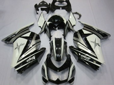 Discount 2008-2012 White Silver Star Glossy Black Kawasaki Ninja 250 Motorcycle Fairings Canada