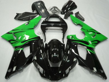 Discount 2000-2001 Green Glossy Black Flame Yamaha R1 Motorcycle Fairings Canada