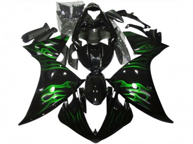 Discount 2009-2011 Glossy Black Green Flame Yamaha R1 Motorcycle Fairings Canada