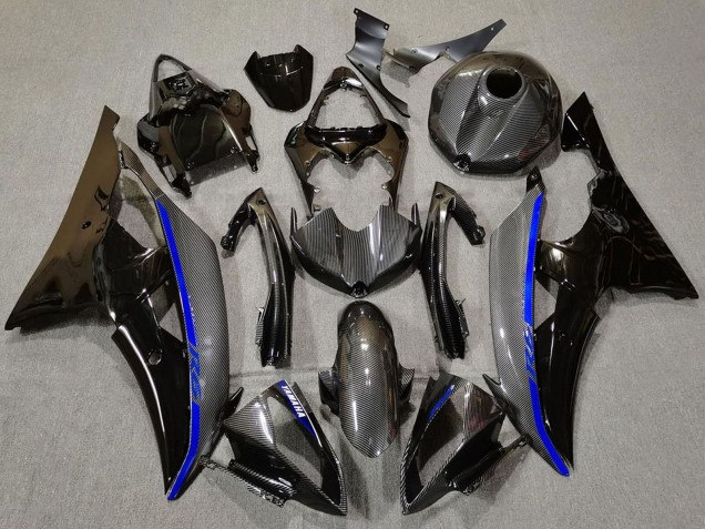 Discount 2008-2016 Glossy Black Carbon Fiber Style Blue Yamaha R6 Motorcycle Fairings Canada