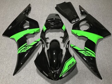 Discount 2003-2004 Glossy Black Green Yamaha R6 Motorcycle Fairings Canada
