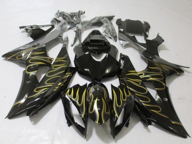 Discount 2008-2016 Glossy Black Gold Flame Yamaha R6 Motorcycle Fairings Canada
