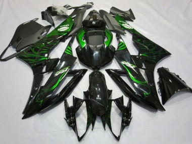 Discount 2006-2007 Glossy Black Green Flame Yamaha R6 Motorcycle Fairings Canada