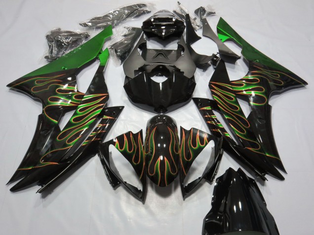 Discount 2008-2016 Green Glossy Black Gold Flame Yamaha R6 Motorcycle Fairings Canada