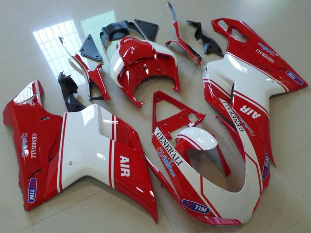 Discount 2007-2014 Red White Air Generali Tim Ducati 848 1098 1198 Motorcycle Fairings Canada