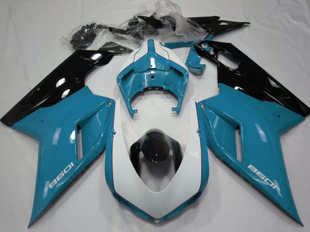 Discount 2007-2014 Blue White Glossy Black Ducati 1098 Motorcycle Fairings Canada