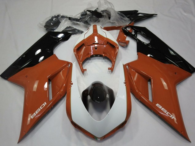 Discount 2007-2014 Brown White Glossy Black Ducati 1098 Motorcycle Fairings Canada