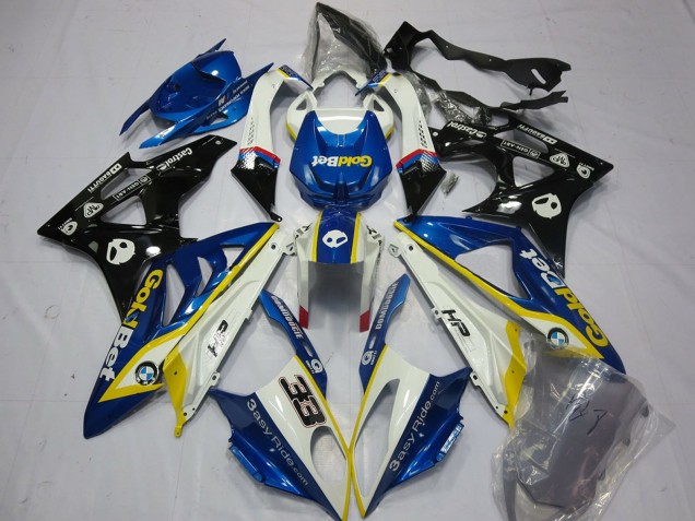 Discount 2009-2014 White Yellow Blue Glossy Black GoldBet 33 BMW S1000RR Motorcycle Fairings Canada