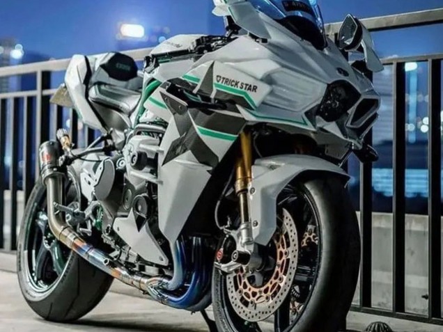 Discount 2015-2022 White with Green Lines Kawasaki Ninja H2 Motorcycle Fairings Canada