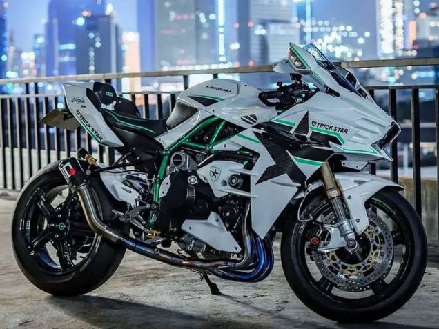 Discount 2015-2022 White with Green Lines Kawasaki Ninja H2 Motorcycle Fairings Canada