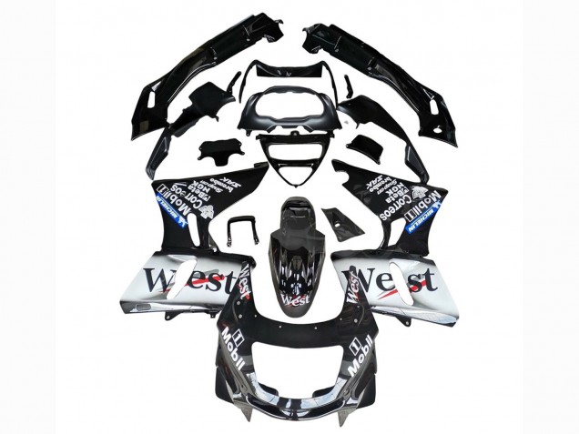 Discount 1998-2003 Glossy Black White West Kawasaki ZZR600 Motorcycle Fairings Canada