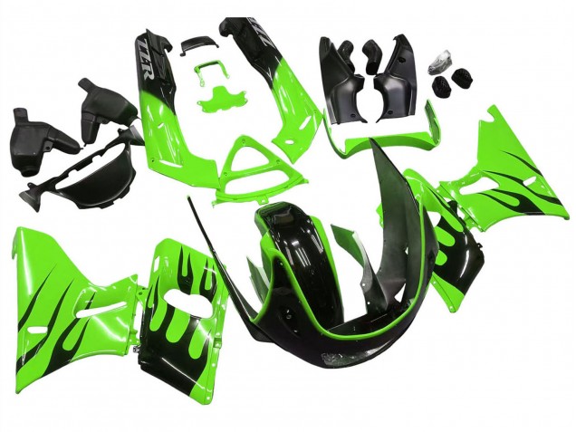 Discount 1993-2007 Green Glossy Black Flame Kawasaki ZZR400 Motorcycle Fairings Canada