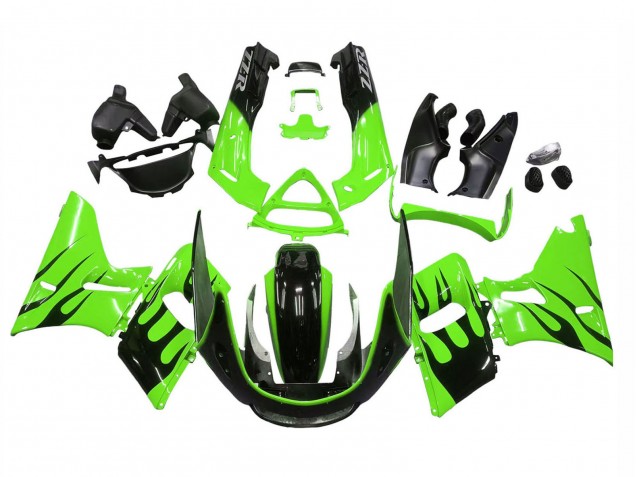 Discount 1993-2007 Green Glossy Black Flame Kawasaki ZZR400 Motorcycle Fairings Canada