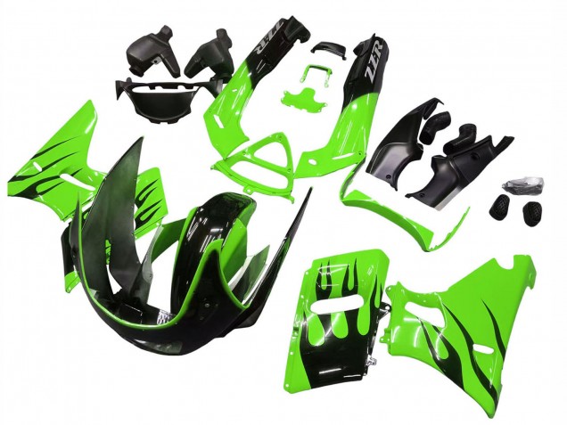 Discount 1998-2003 Green Glossy Black Flame Kawasaki ZZR600 Motorcycle Fairings Canada