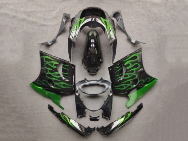 Discount 1993-2003 Glossy Black Green Flame Kawasaki ZZR1100 Motorcycle Fairings Canada