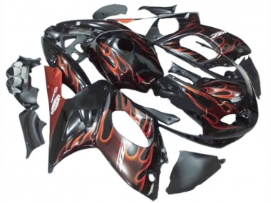 Discount 1996-2007 Black with Dark Orange Flame Yamaha YZF600R Thundercat Motorcycle Fairings Canada