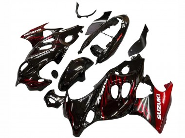 Discount 2004-2006 Glossy Black Red Flame Suzuki GSX600F/GSX750F Motorcycle Fairings Canada