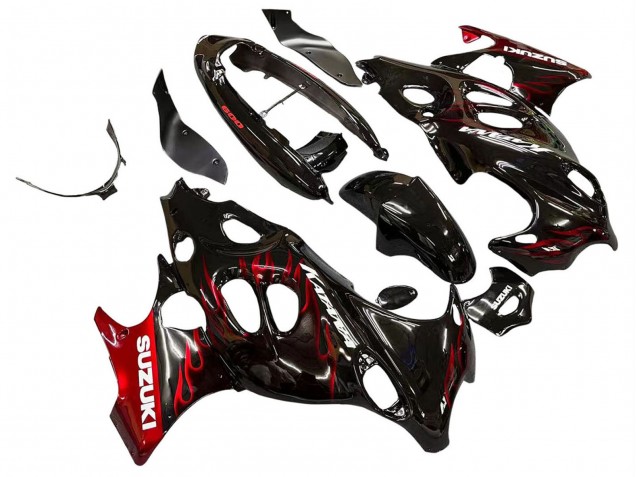 Discount 2004-2006 Glossy Black Red Flame Suzuki GSX600F/GSX750F Motorcycle Fairings Canada
