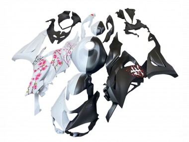 Discount 2023-2025 Black White with Flower Kawasaki ZX6R Motorcycle Fairings Canada