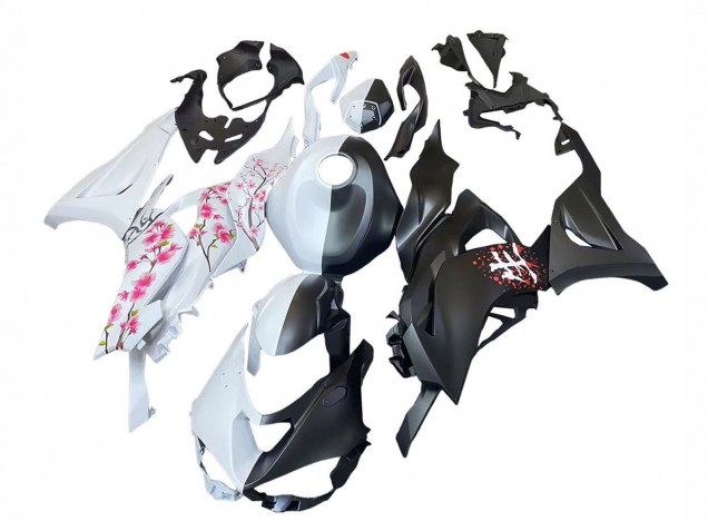 Discount 2023-2025 Black White with Flower Kawasaki ZX6R Motorcycle Fairings Canada