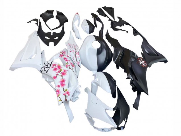 Discount 2023-2025 Black White with Flower Kawasaki ZX6R Motorcycle Fairings Canada