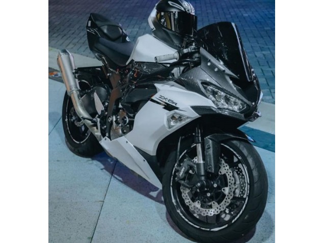 Discount 2019-2022 White Black Carbon Fiber Kawasaki ZX6R Motorcycle Fairings Canada