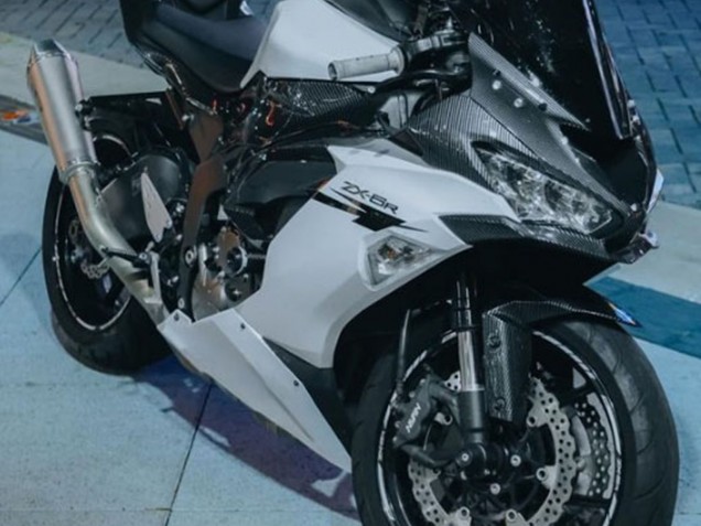 Discount 2019-2022 White Black Carbon Fiber Kawasaki ZX6R Motorcycle Fairings Canada