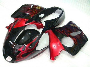 Discount 1996-2007 Glossy Black Red Flame Honda CBR1100XX Blackbird Motorcycle Fairing Kits Canada