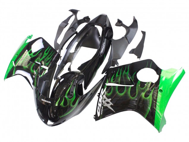 Discount 1996-2007 Glossy Black Green Flame Honda CBR1100XX Blackbird Motorcycle Fairing Canada