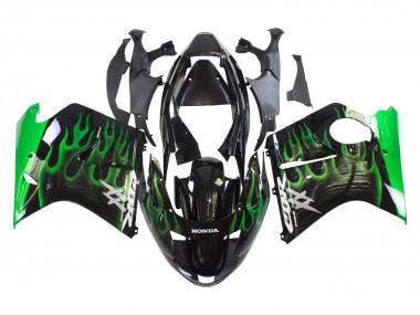 Discount 1996-2007 Glossy Black Green Flame Honda CBR1100XX Blackbird Motorcycle Fairing Canada