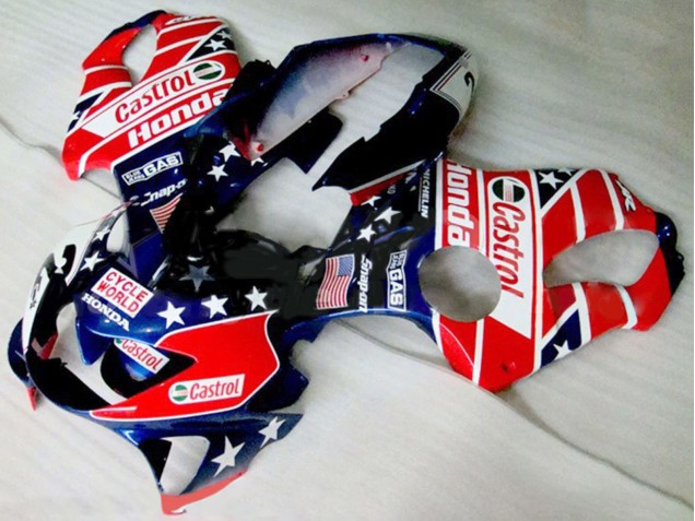 Discount 1999-2000 Red White Blue Glossy Black Star Castrol Honda CBR600 F4 Motorcycle Fairings Canada