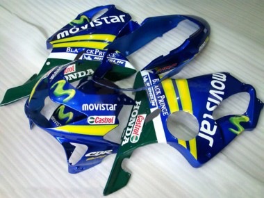 Discount 1999-2000 Blue Yellow Green MoviStar Castrol Honda CBR600 F4 Motorcycle Fairings Canada